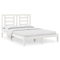 Foto van The living store houten bedframe - kingsize - hoogwaardig grenenhout - comfortabel hoofdeinde - wit