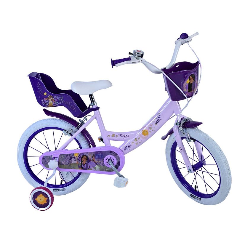 Foto van Disney wish kinderfiets - meisjes - 16 inch - paars - twee handremmen