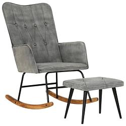 Foto van Vidaxl schommelstoel met voetensteun in vintage stijl canvas grijs