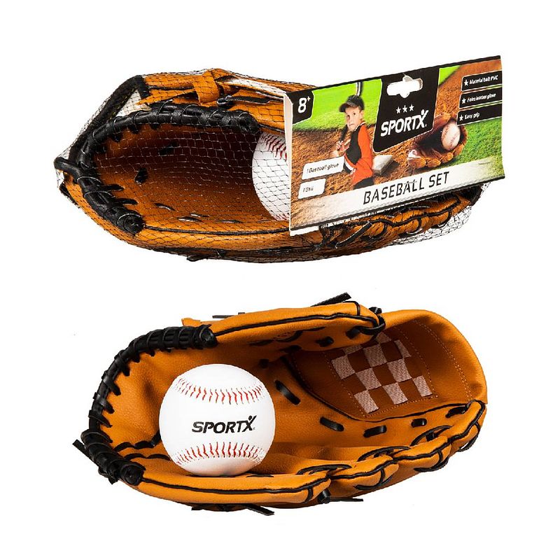 Foto van Sportx honkbal handschoen + bal