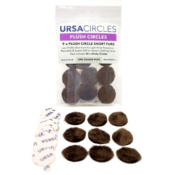 Foto van Ursa straps plush circles 9x + stickies 30x plakkers voor dasspeldmicrofoons (beige)