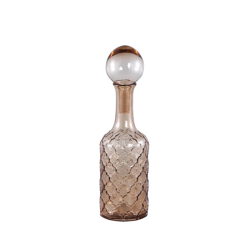 Foto van Ptmd cianna brown glass bottle round with bal m