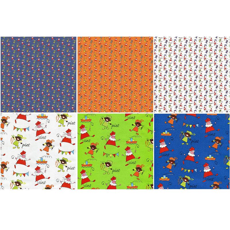 Foto van Assortiment 17 sinterklaaspapier cadeaupapier inpakpapier - 200 x 70 cm - 6 rollen