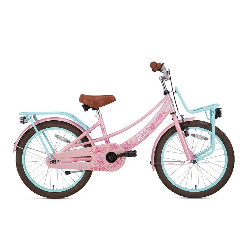 Foto van Supersuper meisjesfiets lola 20 inch 31,75 cm meisjes terugtraprem roze/turquoise