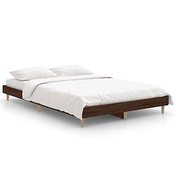 Foto van The living store bedframe - bruineiken - 193 x 123 x 20 cm - multiplex lattenbodem