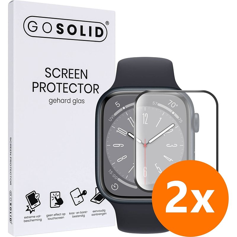 Foto van Go solid! screenprotector voor apple watch series 8 (45 mm) gehard glas - duopack