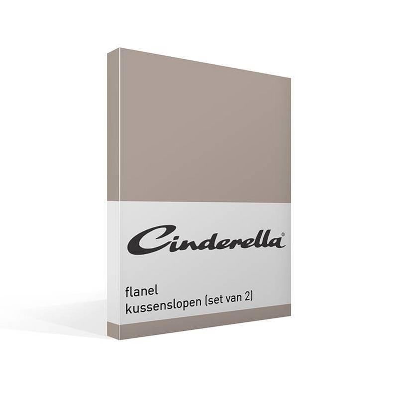 Foto van Cinderella flanel kussenslopen (set van 2) - 100% geruwde flanel-katoen - 60x70 cm - standaardmaat - taupe