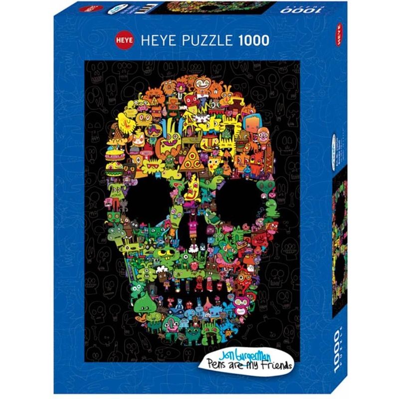 Foto van Heye puzzel doodle skull - 1000 stukjes