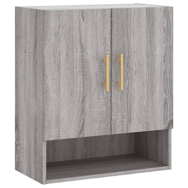 Foto van The living store wandkast 60x31x70 cm bewerkt hout grijs sonoma eikenkleurig - kast