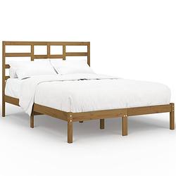 Foto van Vidaxl bedframe massief hout honingbruin 120x190 cm 4ft small double