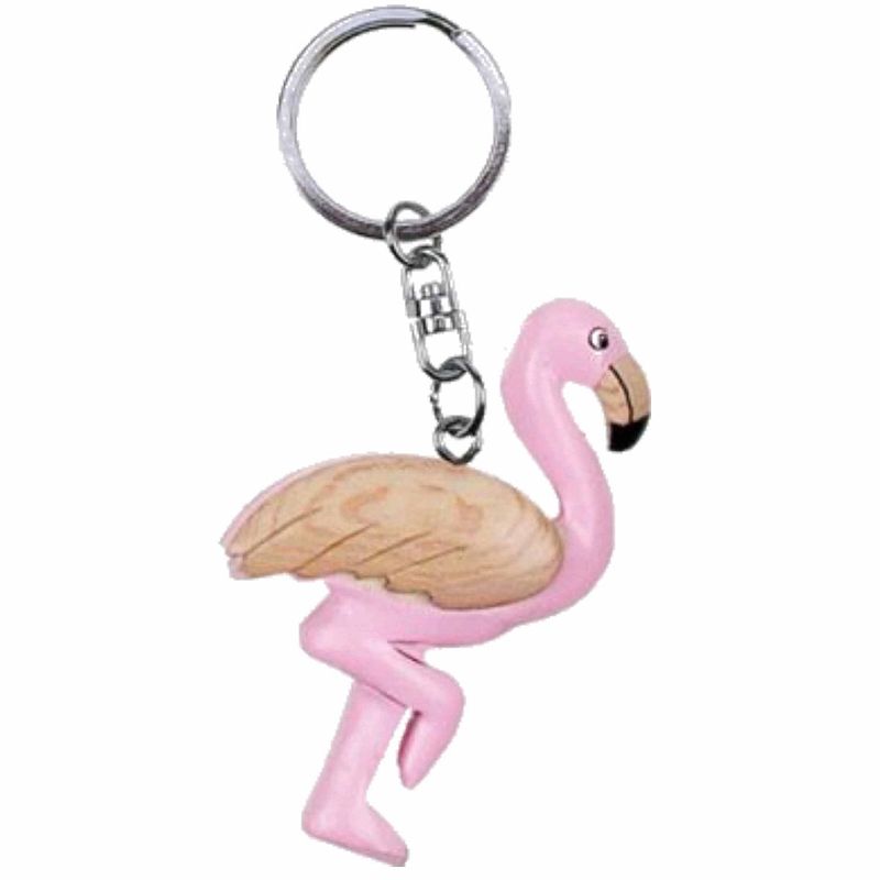 Foto van Houten flamingo sleutelhanger 7 cm - sleutelhangers