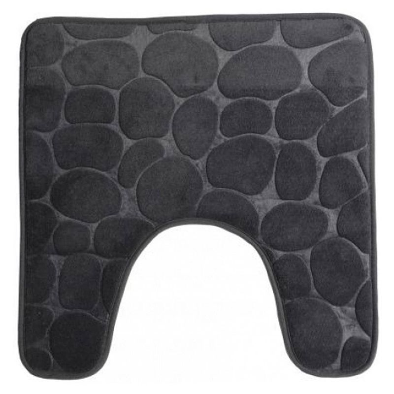 Foto van Urban living badkamerkleedje/wc badmat tapijt - memory foam - antraciet - 49 x 49 cm - badmatjes