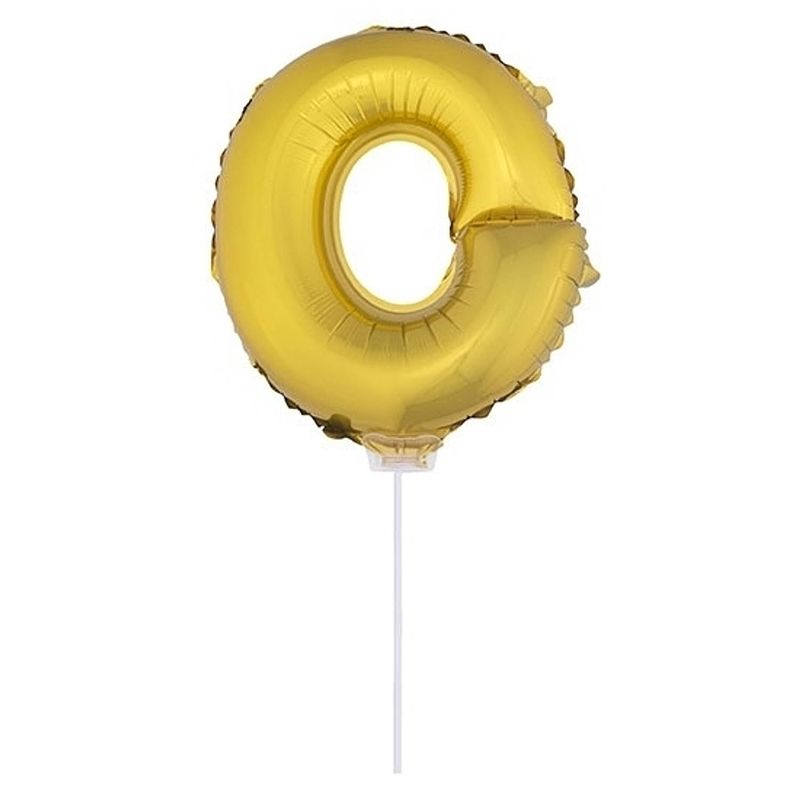 Foto van Gouden opblaas letter ballon o op stokje 41 cm - ballonnen