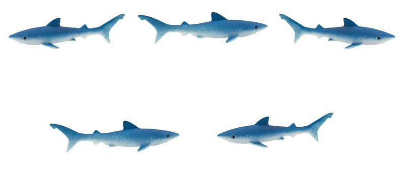 Foto van Safari speelfiguren haaien 2 cm blauw 192 delig
