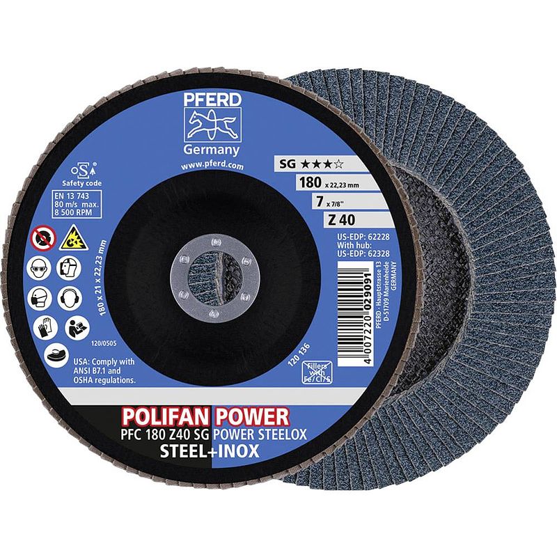 Foto van Pferd 67784185 polifan-lamellenschijf pfc 180 z 40 sg power steelox diameter 180 mm n/a 10.00 stuk(s)