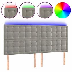 Foto van Vidaxl hoofdbord led 180x5x118/128 cm fluweel lichtgrijs