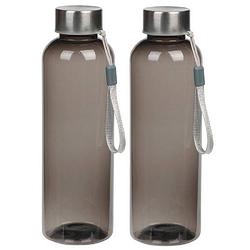 Foto van 2x grijze drinkflessen/waterflessen met rvs dop 550 ml - drinkflessen