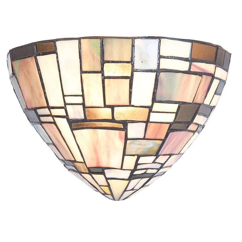 Foto van Haes deco - wandlamp tiffany bruin, beige 30x16x18 cm e14/max 1x40w