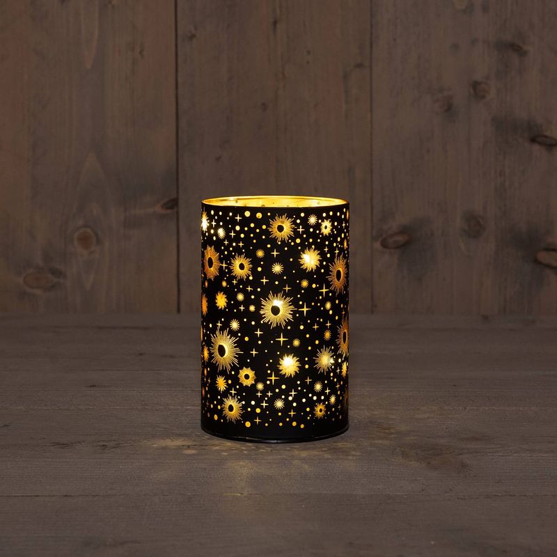 Foto van Anna'ss collection - b.o.t. cylinder glass black star 10x15 cm 8led warm white