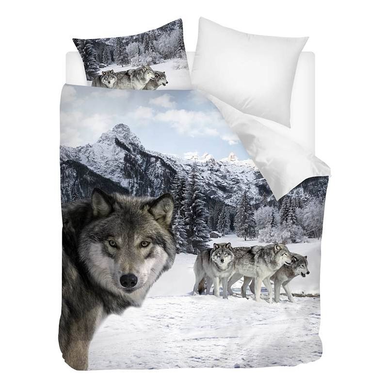 Foto van Snoozing wolf dekbedovertrek - lits-jumeaux (260x200/220 cm + 2 slopen) - katoen - multi