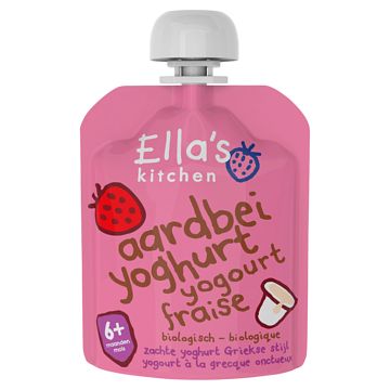 Foto van Ella's kitchen aardbeien yoghurt 6+ bio 90g bij jumbo