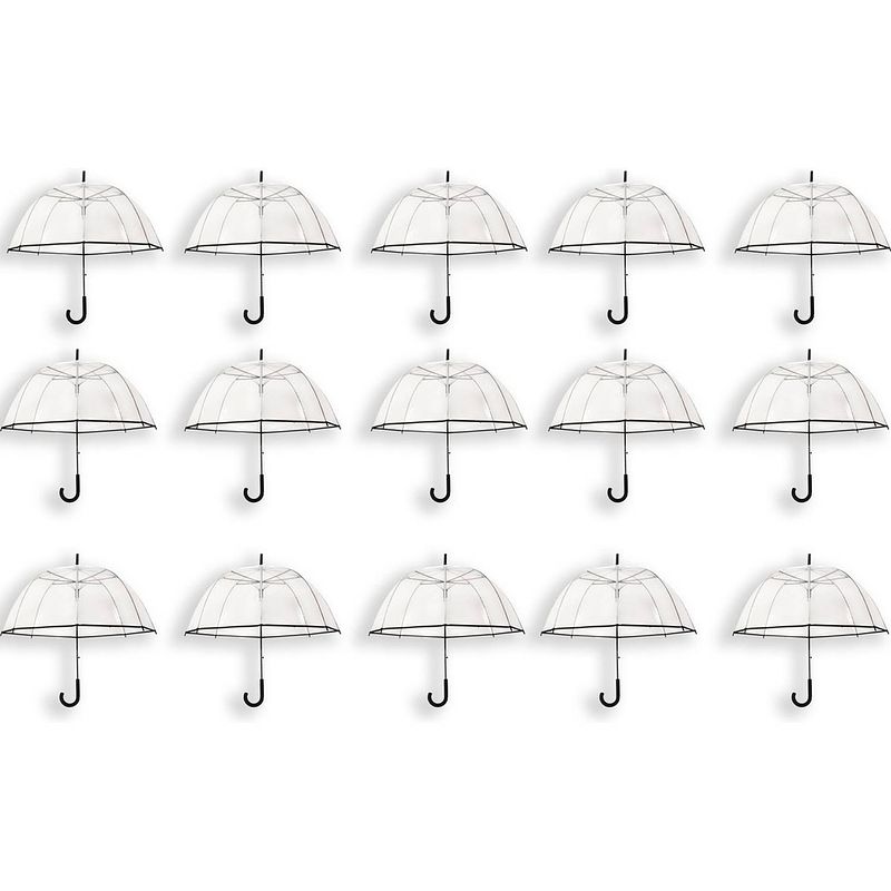 Foto van 15 stuks transparante koepelparaplu 85 cm - doorzichtige paraplu - trouwparaplu - bruidsparaplu - stijlvol - plastic - a