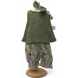 Foto van Toizz babypop tuniek meisjes 29/32 cm polyester groen 3-delig