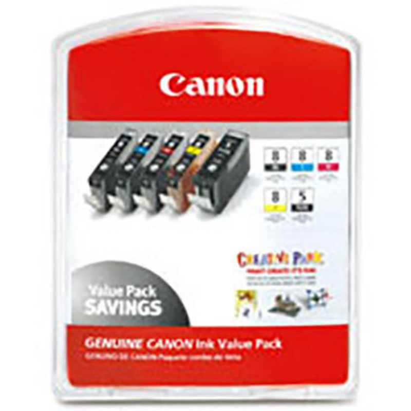 Foto van Canon cartridge cli value pack 8 origineel combipack zwart, groen, lichtcyaan, lichtmagenta, rood 0620b027 cartridge multipack