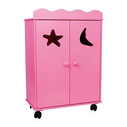 Foto van Small foot houten klerenkast voor poppen roze 46x25x66 cm