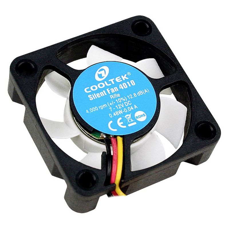 Foto van Cooltek silent fan 4010 pc-ventilator zwart, wit (b x h x d) 40 x 10 x 40 mm