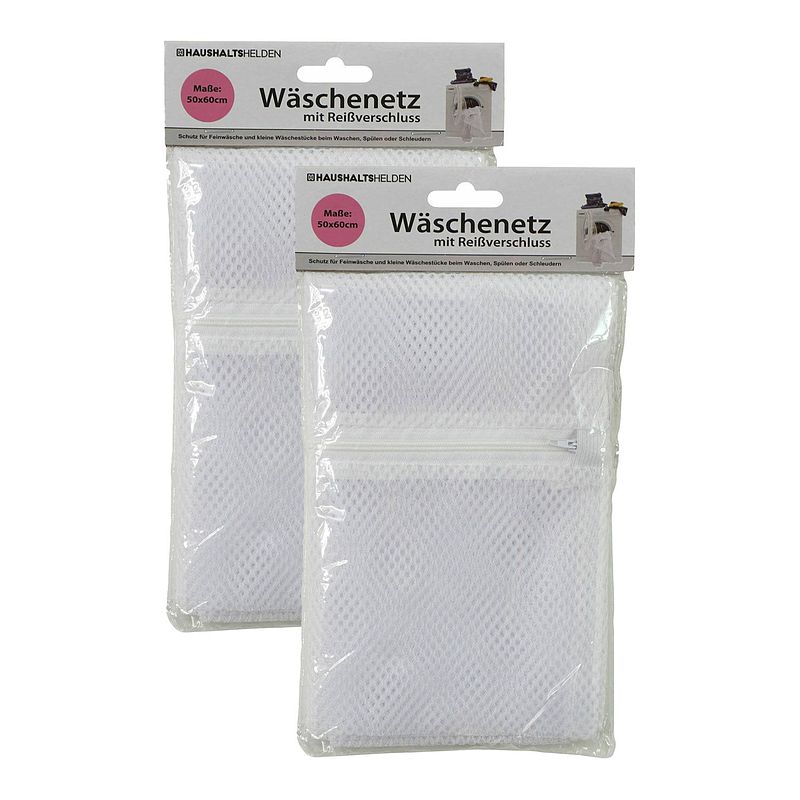 Foto van Waszak voor kwetsbare kleding wasgoed/waszak - 2x - wit - large size - 50 x 60 cm - waszakken