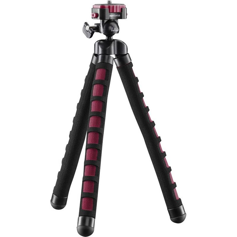 Foto van Mantona flex speciaal statief 1/4 inch werkhoogte: 10 - 27 cm rood voor smartphones en gopro