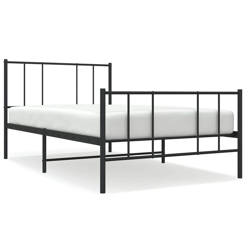 Foto van Vidaxl bedframe met hoofd- en voeteneinde metaal zwart 80x200 cm