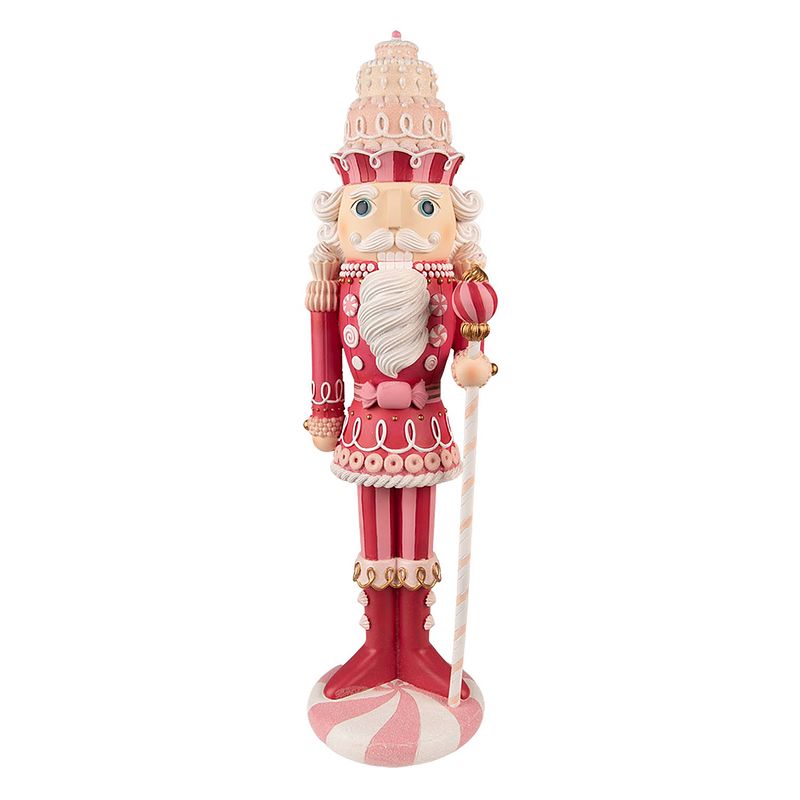 Foto van Clayre & eef kerstdecoratie notenkraker 56 cm roze wit kunststof decoratief figuur decoratieve accessoires