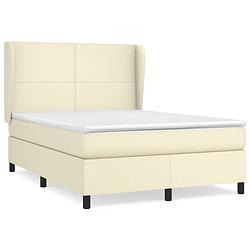 Foto van The living store boxspringbed crème - kunstleer - 203 x 147 x 118/128 cm - hoofdbord - pocketvering matras -