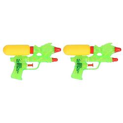 Foto van 2x stuks voordelig waterpistolen groen - waterspeelgoed voor kinderen