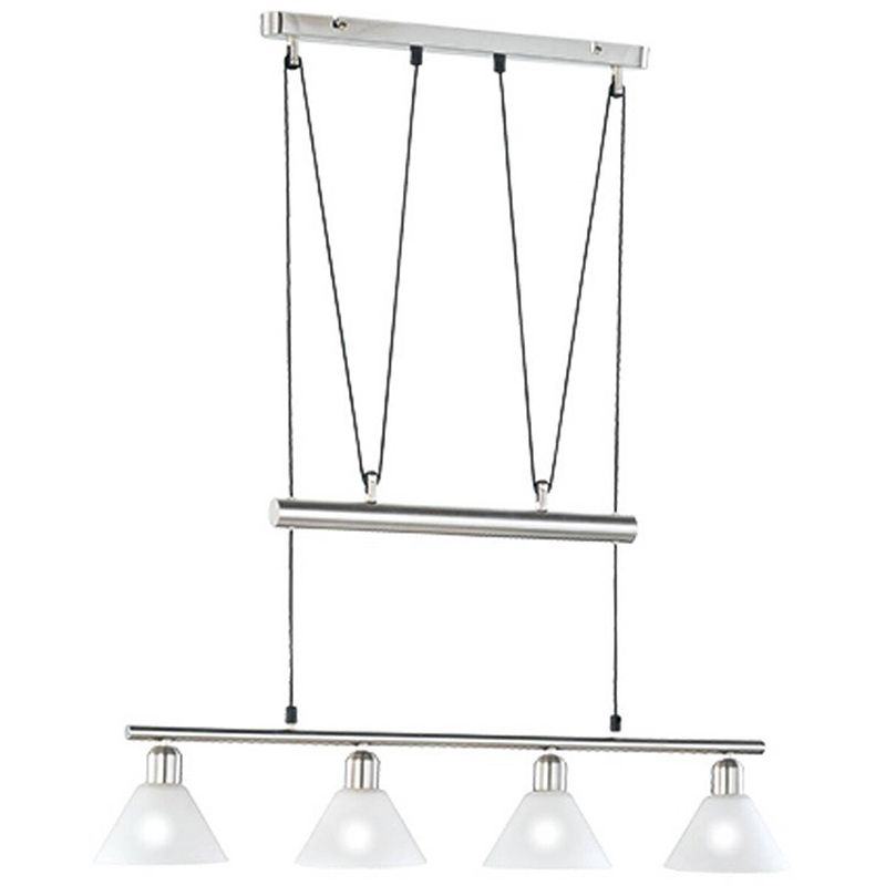 Foto van Led hanglamp - hangverlichting - trion stomun - e14 fitting - 4-lichts - rechthoek - mat nikkel - aluminium