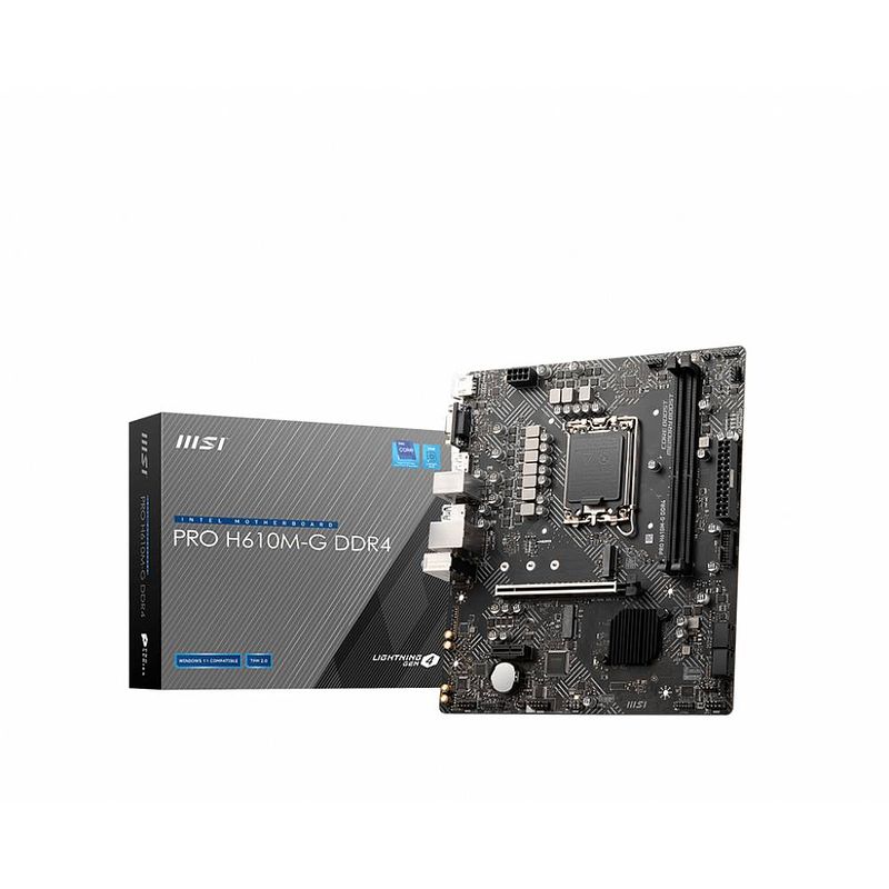 Foto van Msi pro h610m-g ddr4 moederbord socket intel 1700 vormfactor micro-atx moederbord chipset intel® h610