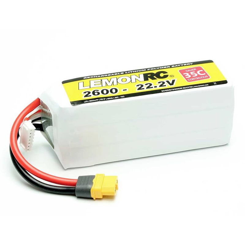 Foto van Lemonrc lipo accupack 22.2 v 2600 mah aantal cellen: 6 35 c softcase xt60