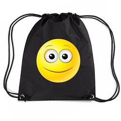 Foto van Nylon emoticon smile vrolijk rugzak zwart met rijgkoord - rugzak