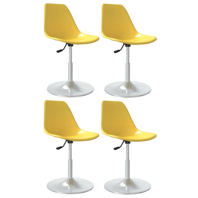 Foto van The living store draaibare eetstoelen - geel - pp en verchroomd metaal - 46 x 56 x (74-88) cm - set van 4