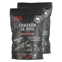 Foto van Elite barbecue/bbq houtskool - 2x zak van 15 liter - restaurant kwaliteit kolen - briketten