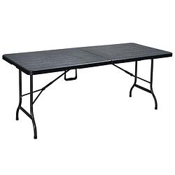 Foto van Erro vouwbare campingtafel - kunststof - houtlook zwart