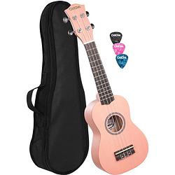 Foto van Cascha hh 3968 sopraan ukelele roze met tas en plectra