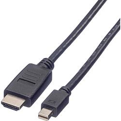 Foto van Value mini-displayport / hdmi aansluitkabel mini displayport stekker, hdmi-a stekker 2.00 m zwart 11.99.5791 afgeschermd displayport-kabel