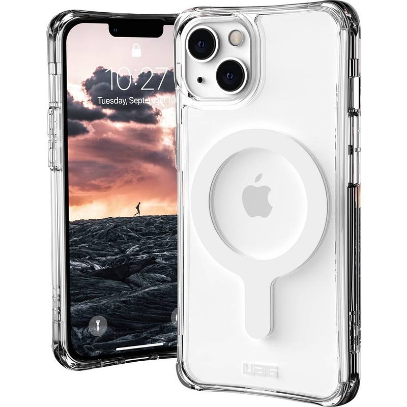 Foto van Urban armor gear plyo magsafe case backcover apple iphone 13 ice, transparant