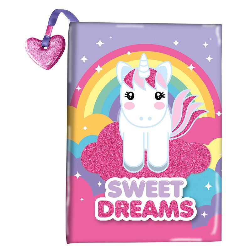 Foto van Roze/paars dagboek sweet dreams unicorn/eenhoorn glitter - persoonlijke dagboeken - cadeau voor meiden/kinderen