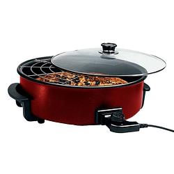 Foto van We houseware elektrische hapjespan 42 cm - pizza pan - regelbare thermostaat - met deksel - paella pan