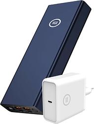Foto van Bluebuilt powerbank 27.000 mah met power delivery en quick charge blauw + oplader 60w wit