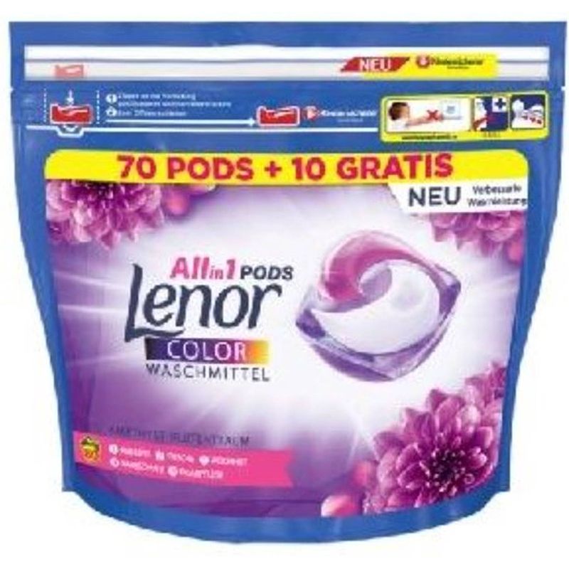 Foto van Lenor all in 1 wasmiddel pods amethist & bloemen boeket - 80 wasbeurten - voordeelverpakking